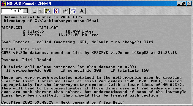 Loading up some data into Crysfire